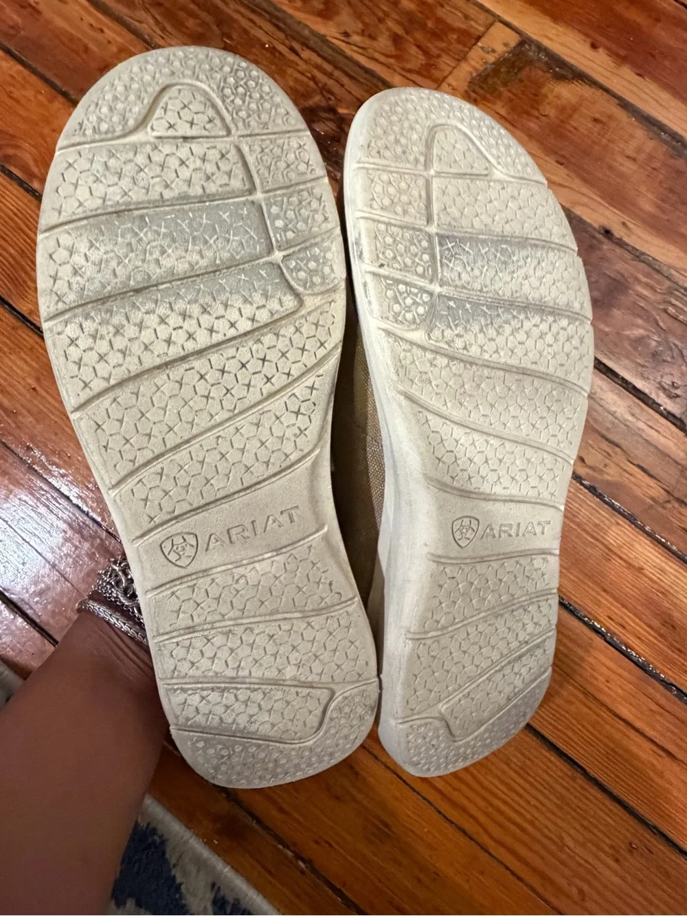 Ariat Men's Tan Canvas Boat Shoes with White Soles